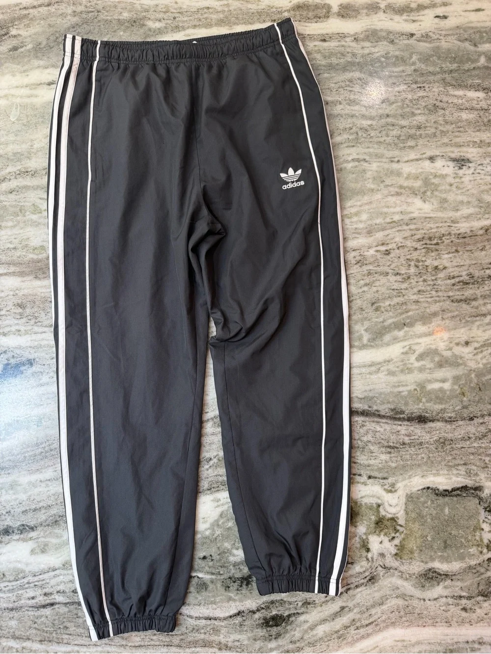 Adidas Black Track Joggers with White Side Stripes